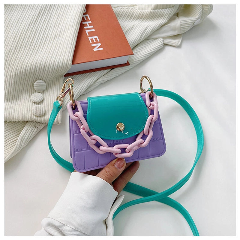 Women's Mini All Seasons Pvc Color Block Fashion Square Magnetic Buckle Square Bag
