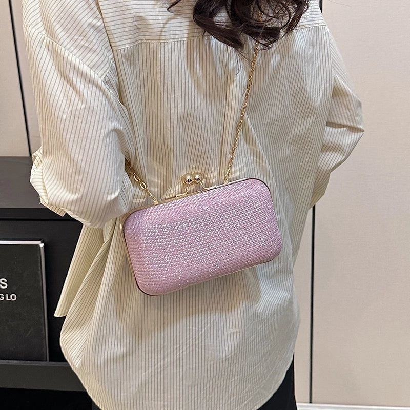 Pink Gold Silver Polyester Solid Color Sequins Square Evening Bags