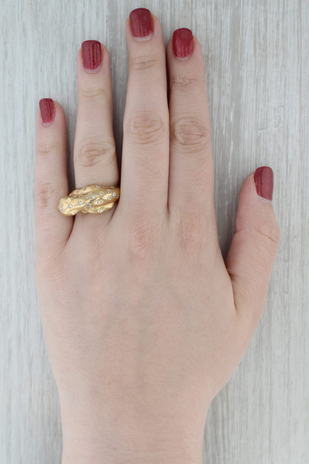 0.36ctw Diamond Leopard Ring 18k Yellow Gold Size 8.75 Emerald Eyes