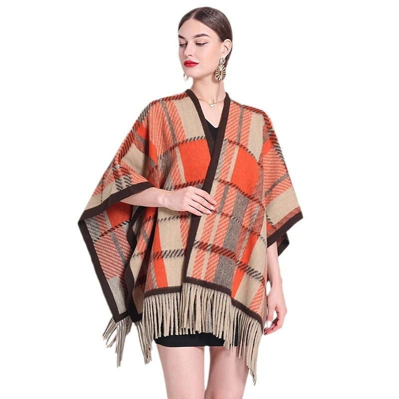 Women's Streetwear Plaid Blended Shawl