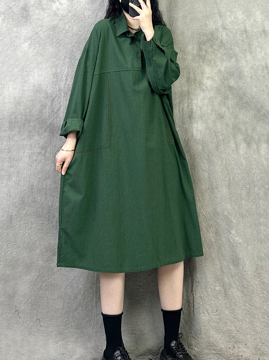 Women Spring Casual Pure Color Loose Dress