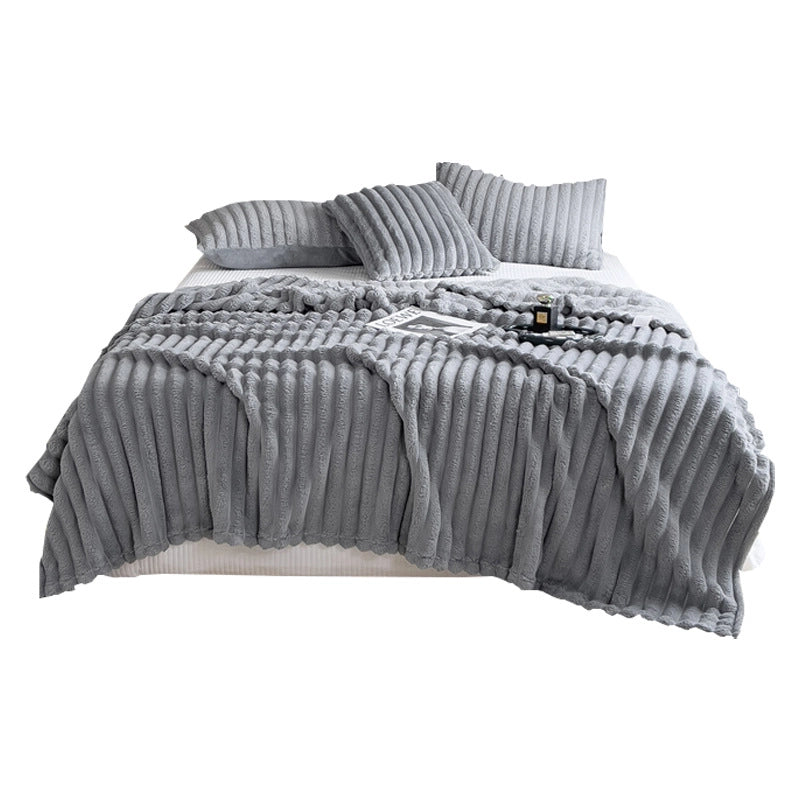 Casual Solid Color Flannel Fabric Blanket Bedding