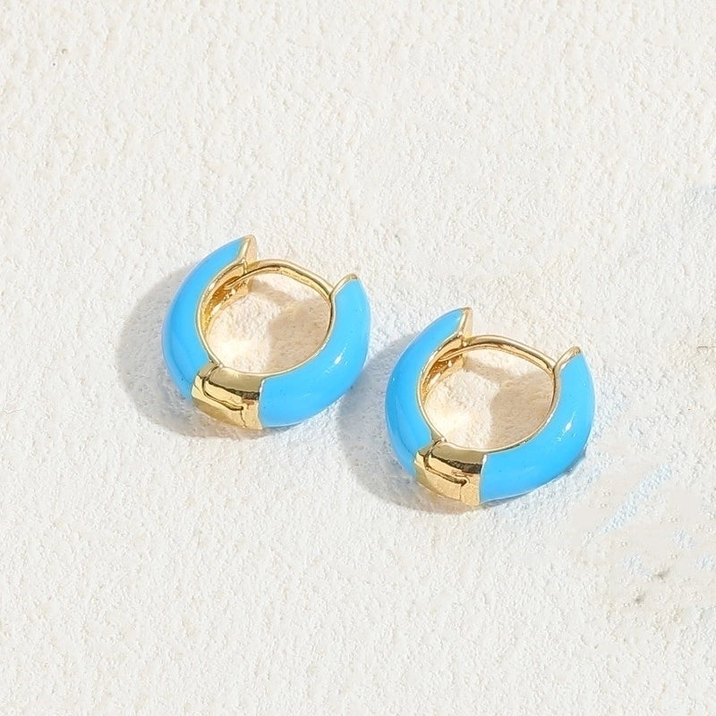 1 Pair Elegant Luxurious Classic Style Solid Color Enamel Plating Copper 14k Gold Plated Hoop Earrings