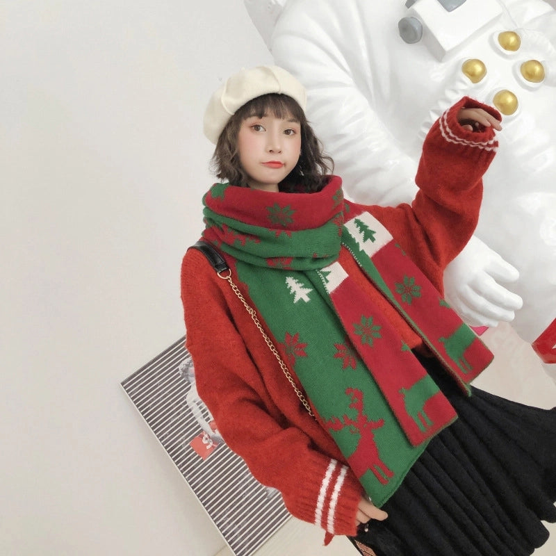 Women's Minimalist Classic Style Color Block Acrylic Scarf