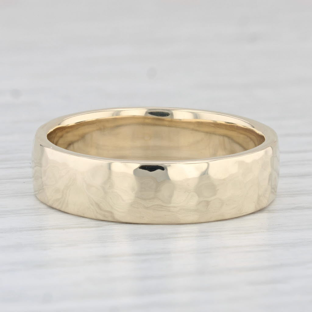 Men's Hammered Wedding Band 10k Yellow Gold Size 12.5 Ring
