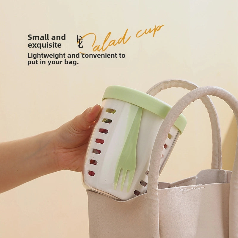 Leachable Fruit Cup With Fork Portable Picnic Box Large Capacity Storage Poke Plastic Cup Sealed Leakproof Salad Box