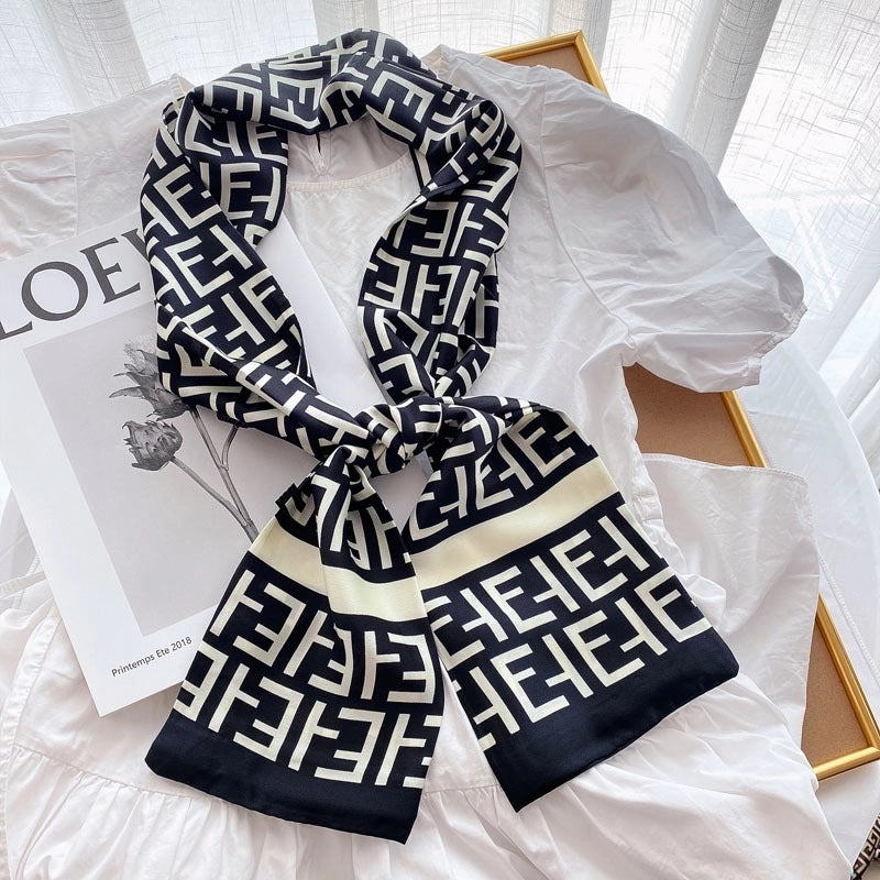 Women's Elegant Geometric Satin Printing Silk Scarf