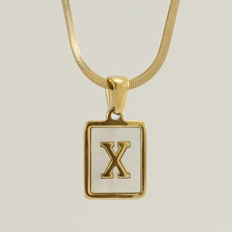 Stainless Steel 18K Gold Plated Casual  Plating Inlay Letter Shell Pendant Necklace