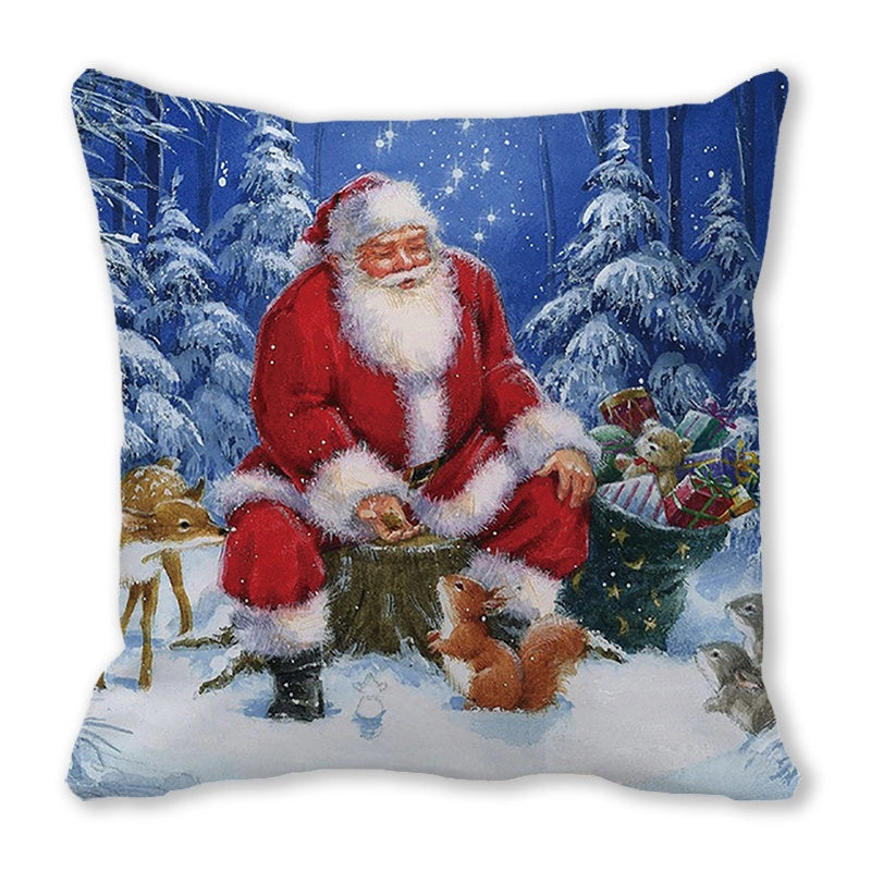 Christmas Pastoral Santa Claus Chemical Fiber Pillow Cases Couch & Sofa Decor