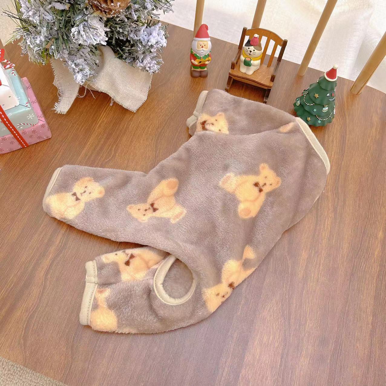 Bear Printed Fleece Dog Jumpsuits/Vest