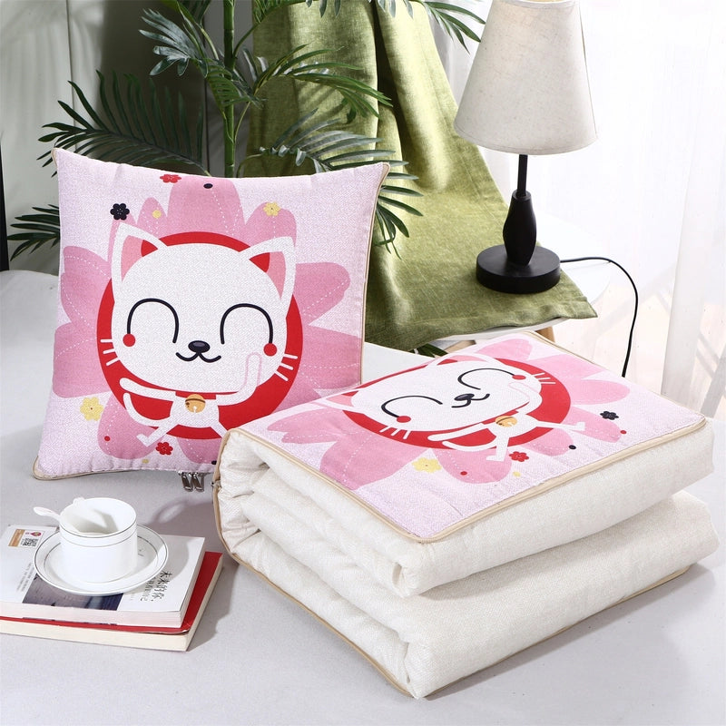 Pillow Quilt Dual-use Two-in-one Four-season Universal Car Thin Cushion Sleeping Blanket Activity Gift Printing