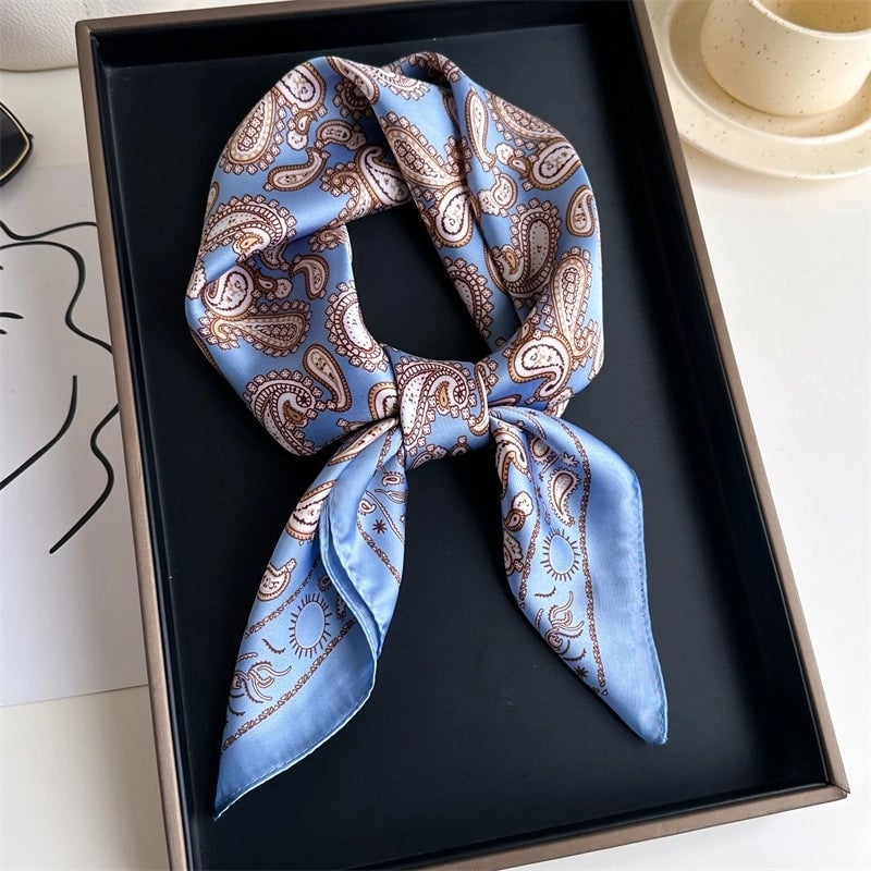 Unisex Casual Minimalist Stripe Flower Polyester Satin Printing Silk Scarf