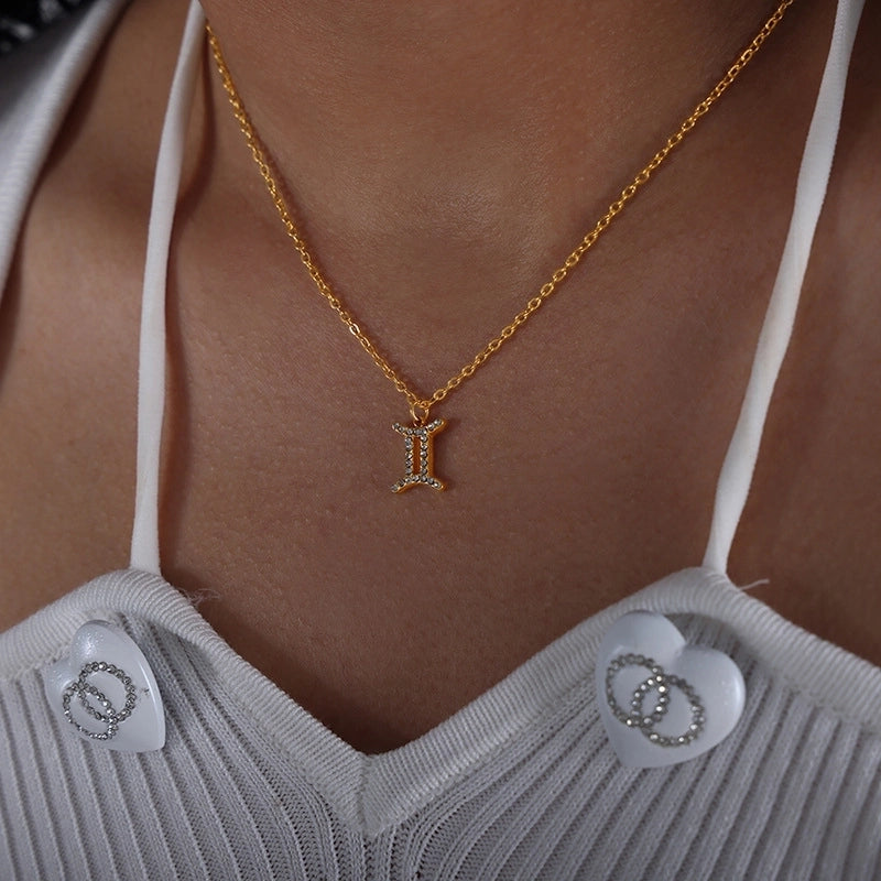 Minimalist Constellation Titanium Steel Zircon 18K Gold Plated Plating Inlay Pendant Necklace