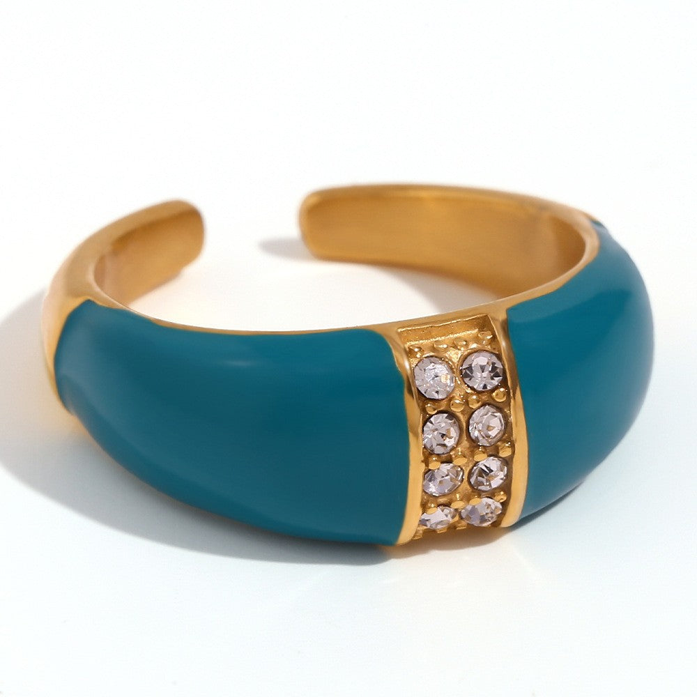 Women Fashion Circle Geometric Stainless Steel 18K Gold Plated Rings