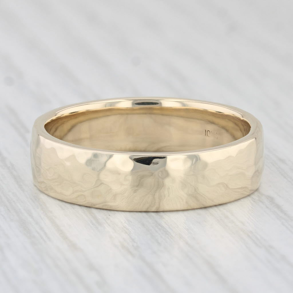 Men's Hammered Wedding Band 10k Yellow Gold Size 12.5 Ring