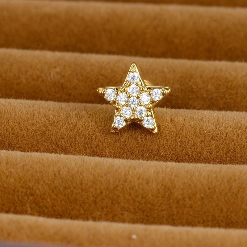 1 Piece Ig Style Minimalist Star Heart Shape Flower Plating Inlay Stainless Steel Zircon Ear Studs