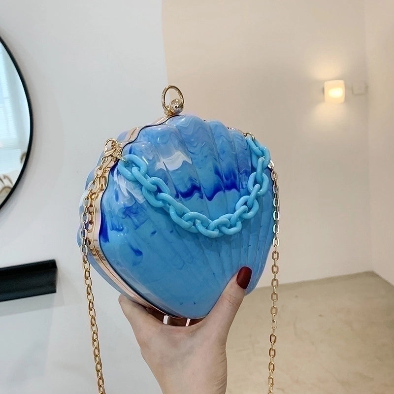 Women's Small Arylic Waves Cute Lock Clasp Dome Bag