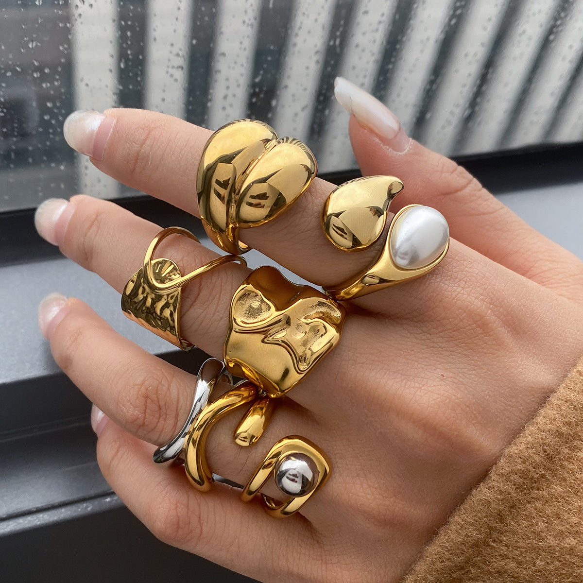 Stainless Steel Ring Titanium Steel Jewelry Female Niche Design Ring Rings