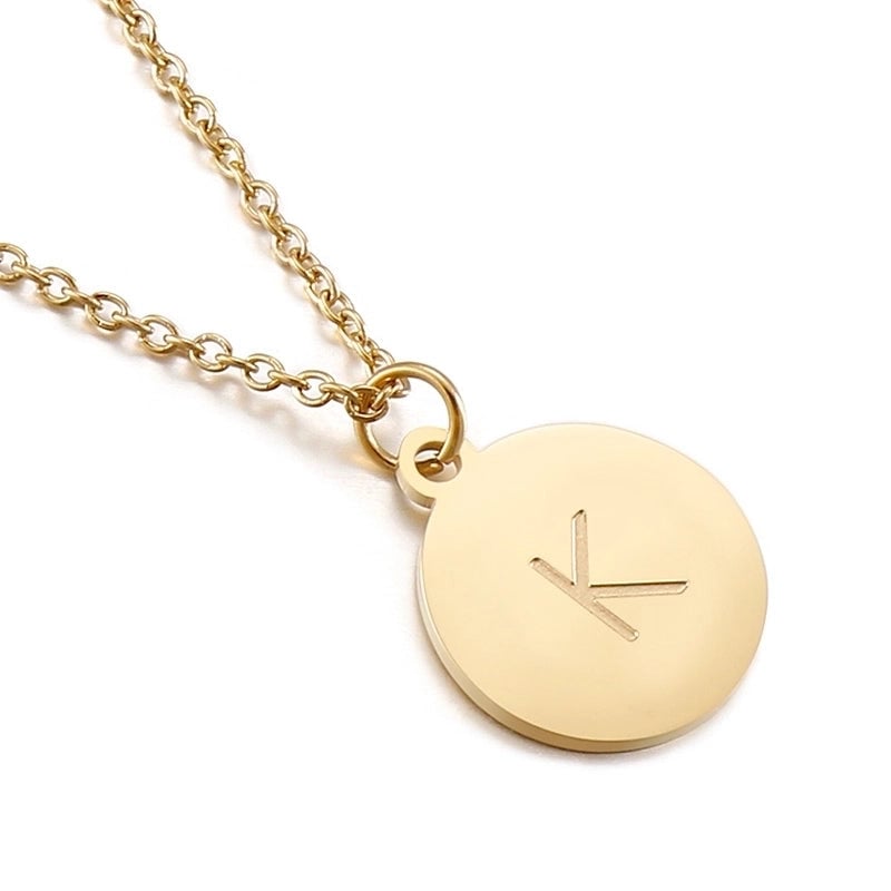 Titanium Steel 18K Gold Plated Minimalist Plating Letter Necklace