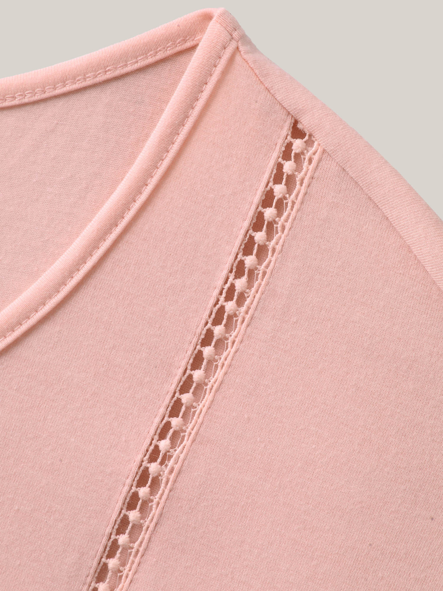 Lace Trim Spliced Solid T-Shirt
