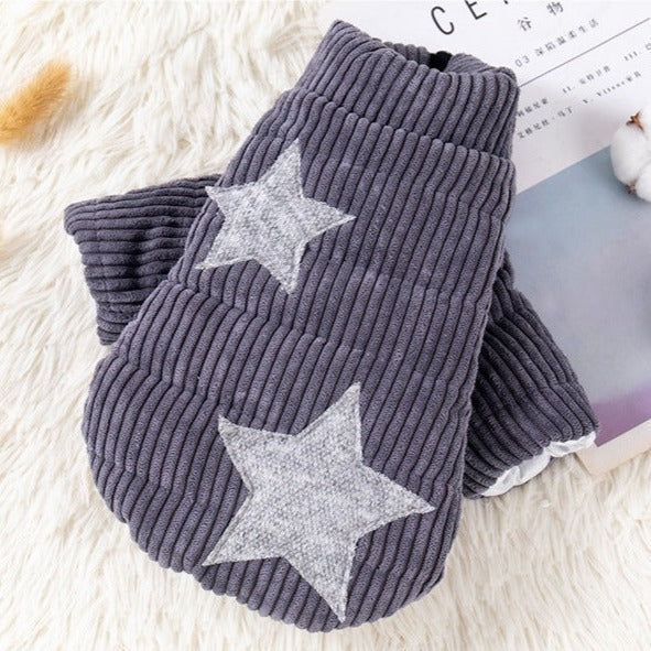 Star Printed Zipped Fleece Dog Jacket