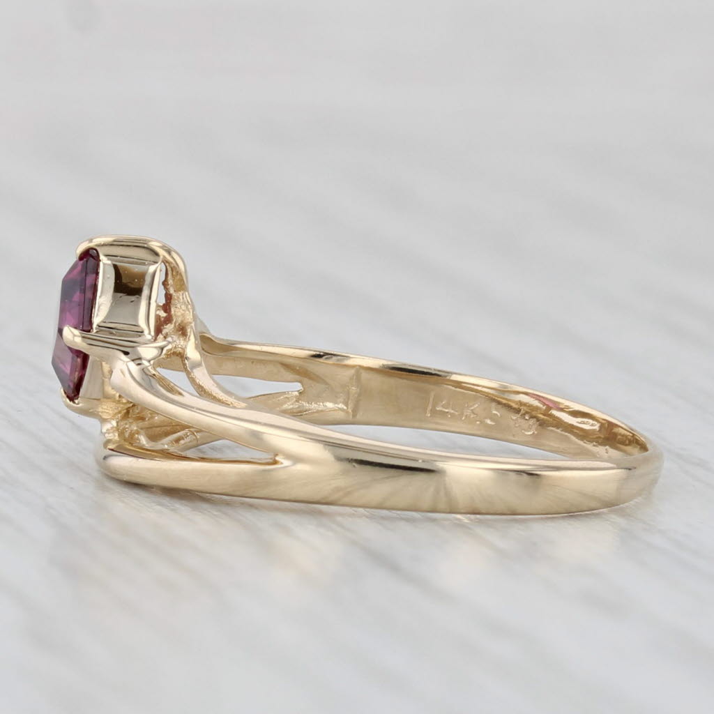 0.60ct Rhodolite Garnet Emerald Cut Solitaire Ring 14k Yellow Gold Size 5.5