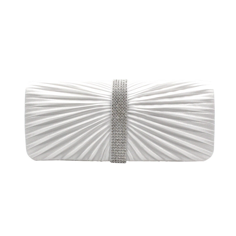 White Red Purple Silk Surface Solid Color Rhinestone Square Folds Evening Bags