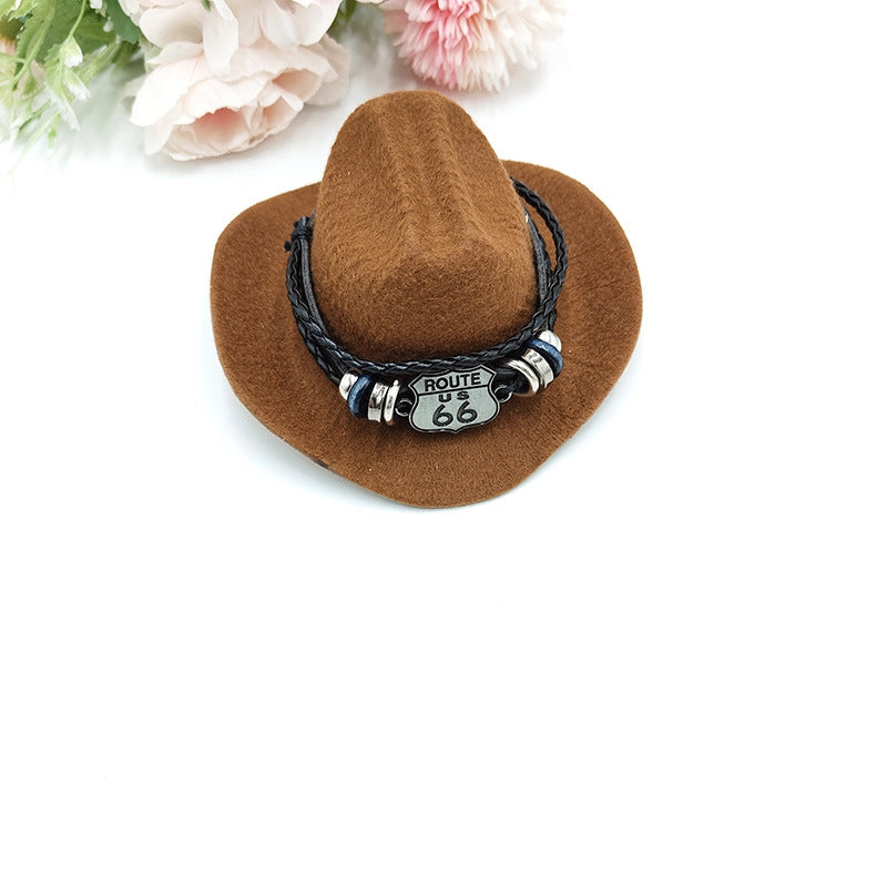 Cowboy Style Polyester Solid Color Pet Hat