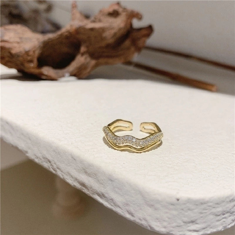 Fashion Rabbit Heart Shape Flower Copper Plating Inlay Shell Zircon Open Ring 1 Piece