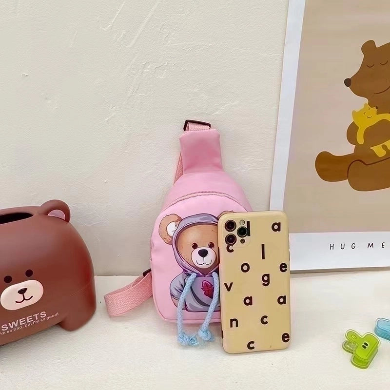 Kid's Small Nylon Little Bear Panda Cute Zipper Crossbody Bag