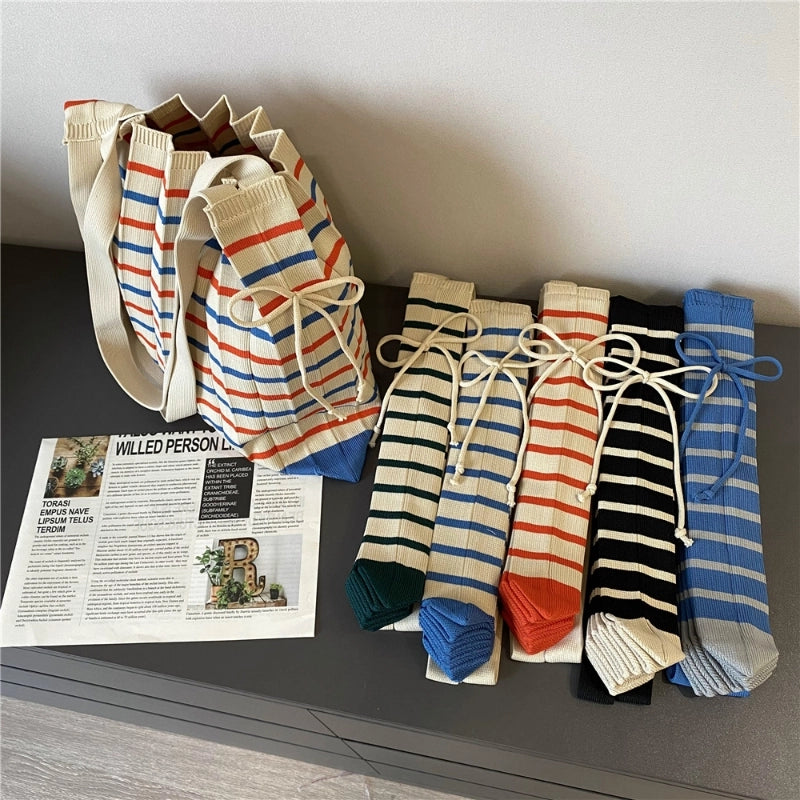 Women's Fashion Stripe Polyester Shopping Bags