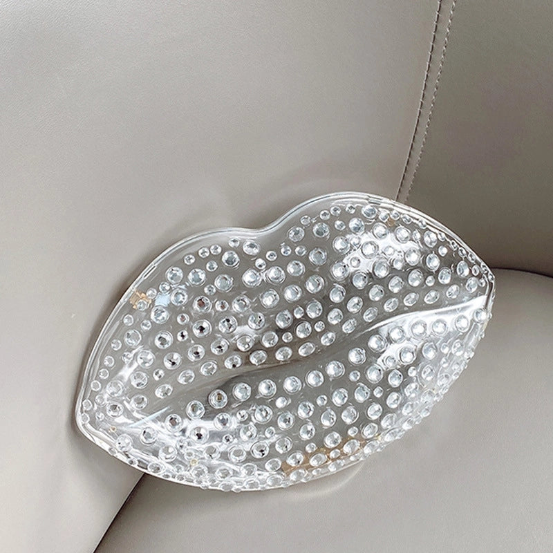 White Pink Rose Red PVC Solid Color Lip Shape Evening Bags