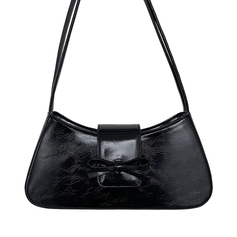 Women's Medium Pu Leather Solid Color Bow Knot Streetwear Zipper Underarm Bag