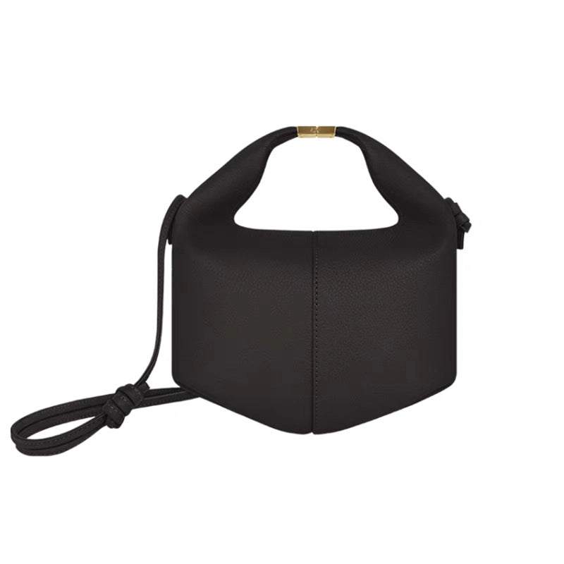 Women's Mini Leather Solid Color Elegant Basic Dumpling Shape Magnetic Buckle Tote Bag