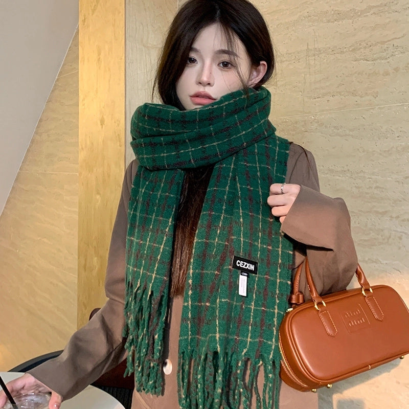 Unisex Minimalist Classic Style Lattice Polyester Scarf