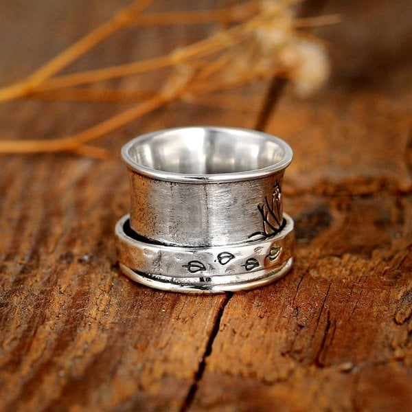 Sterling Silver Tree of Life Spinner Meditation Ring