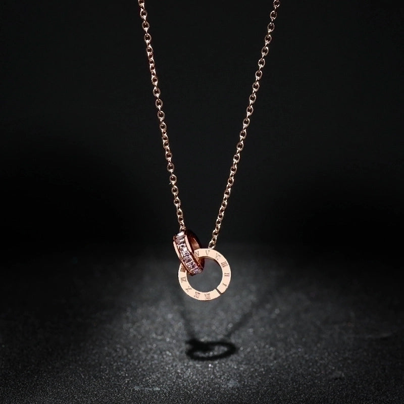 Minimalist Round Titanium Steel Inlay Zircon Bracelets Anklet Necklace 1 Piece