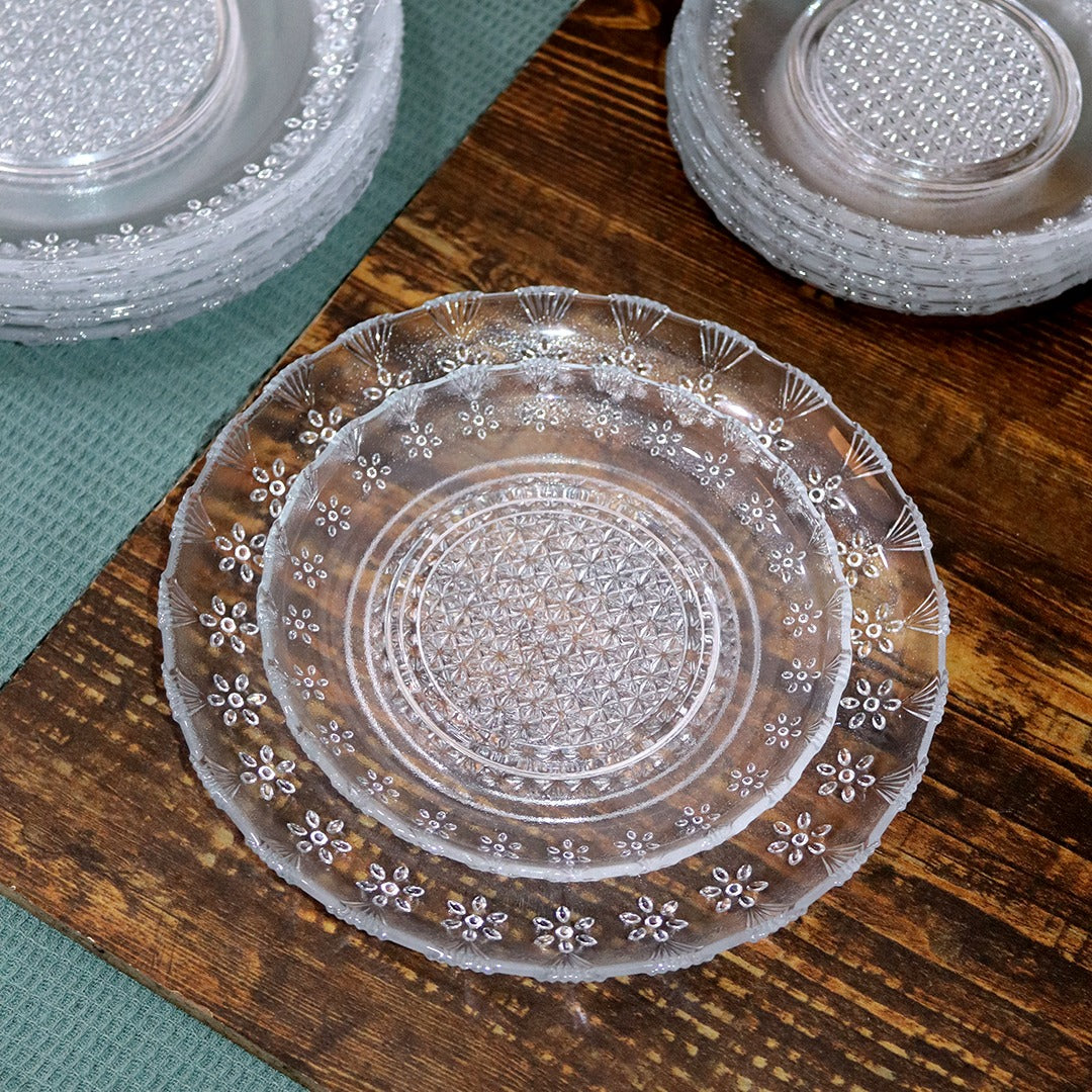 Glass Flower Plates Set