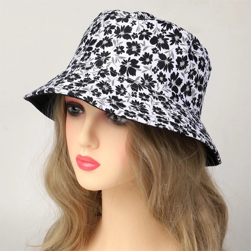 Women's Bohemian Beach Ditsy Floral Printing Wide Eaves Bucket Hat