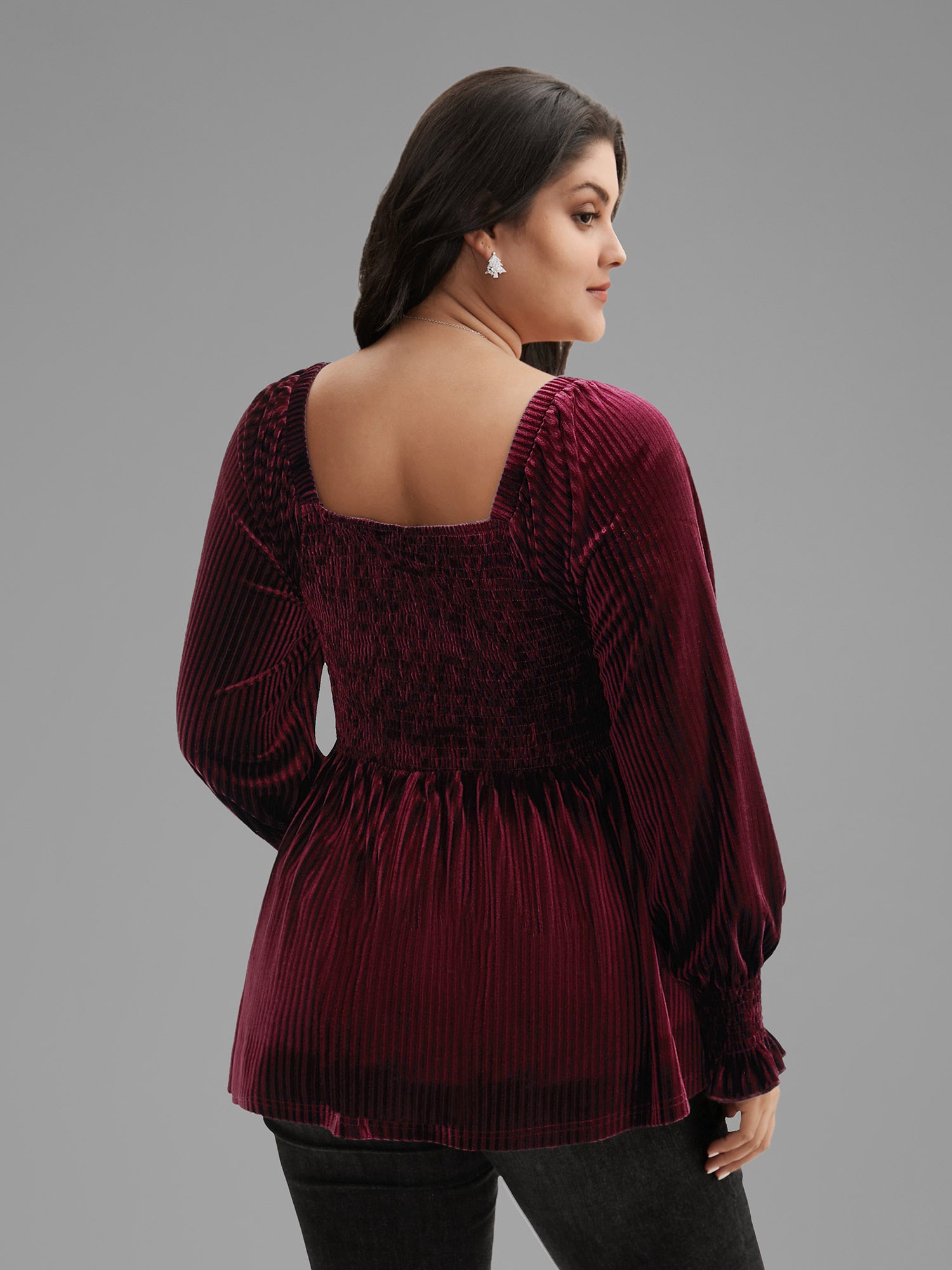 Velvet Smocked Bodice Jersey Top