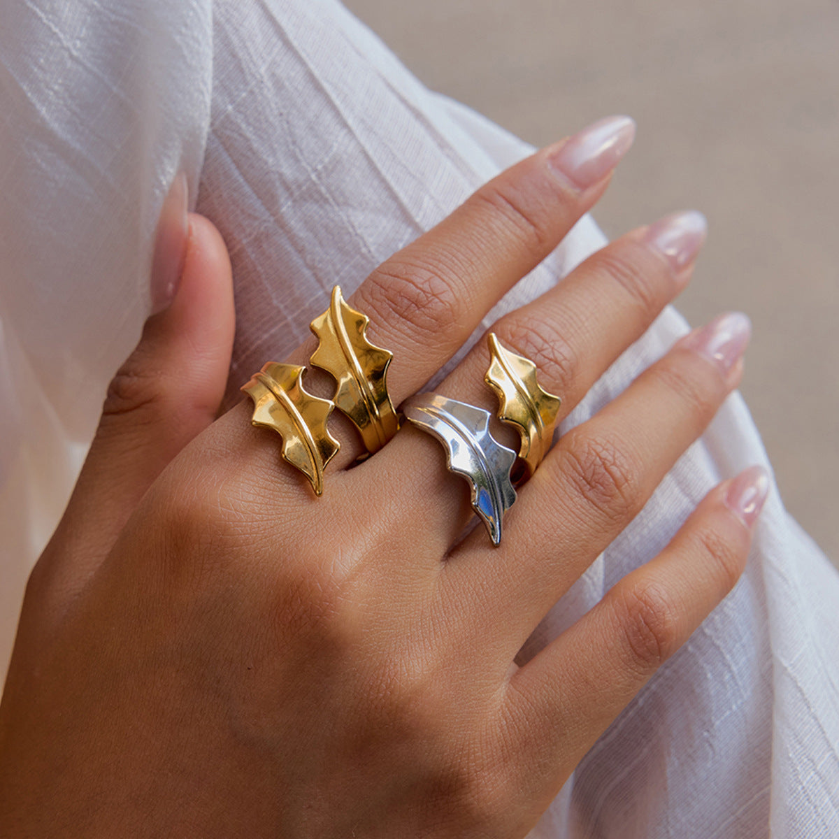 Leaf Ring Titanium Steel Jewelry Hot-Selling Stainless Steel Rings