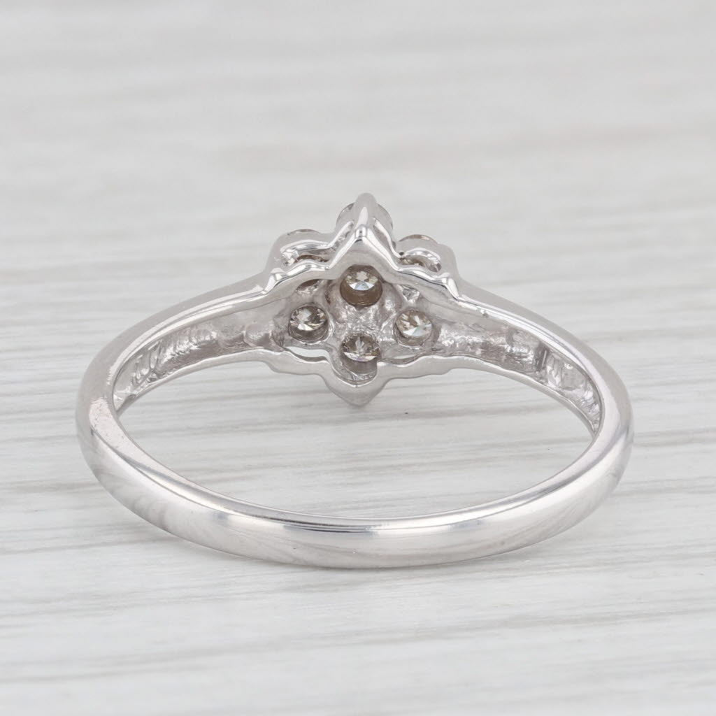 0.20ctw Diamond Flower Ring 14k White Gold Size 6.75