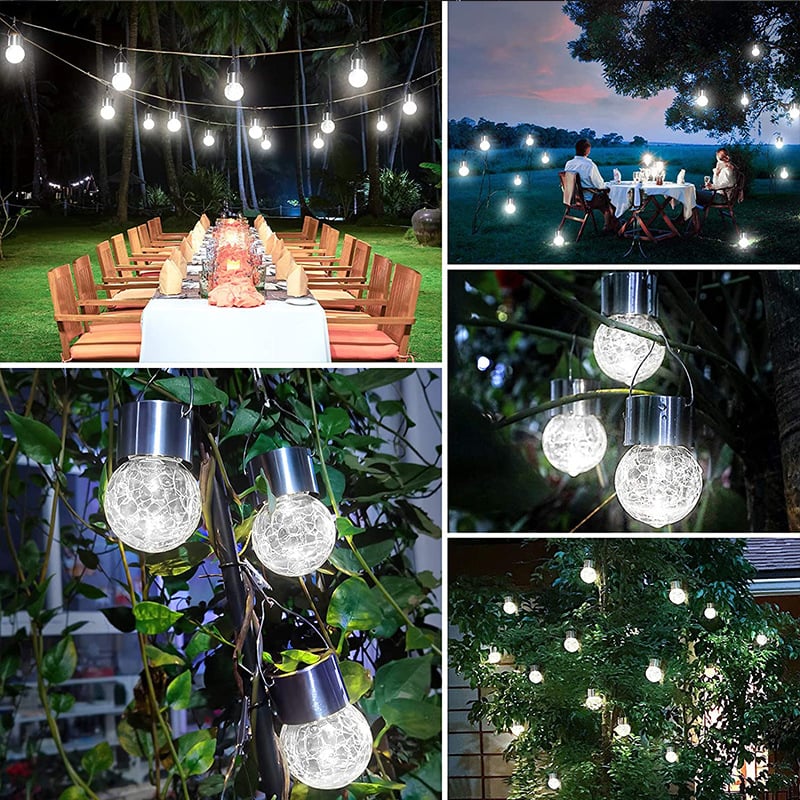 🔥🔥🔥Multicolor Crackle Glass Hanging Solar Lights