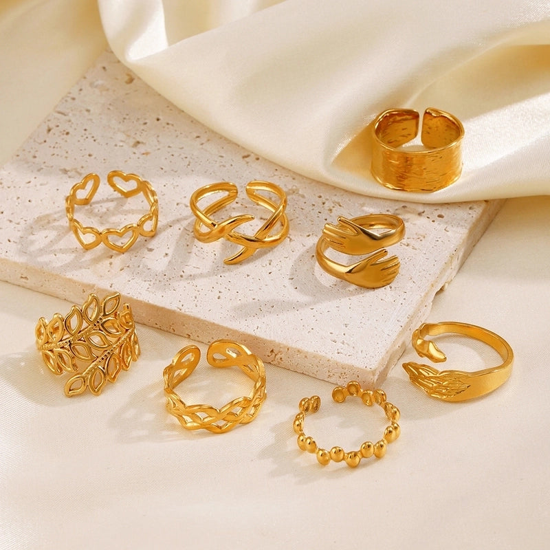 Minimalist Hand Heart Shape 304 Stainless Steel Plating Open Rings