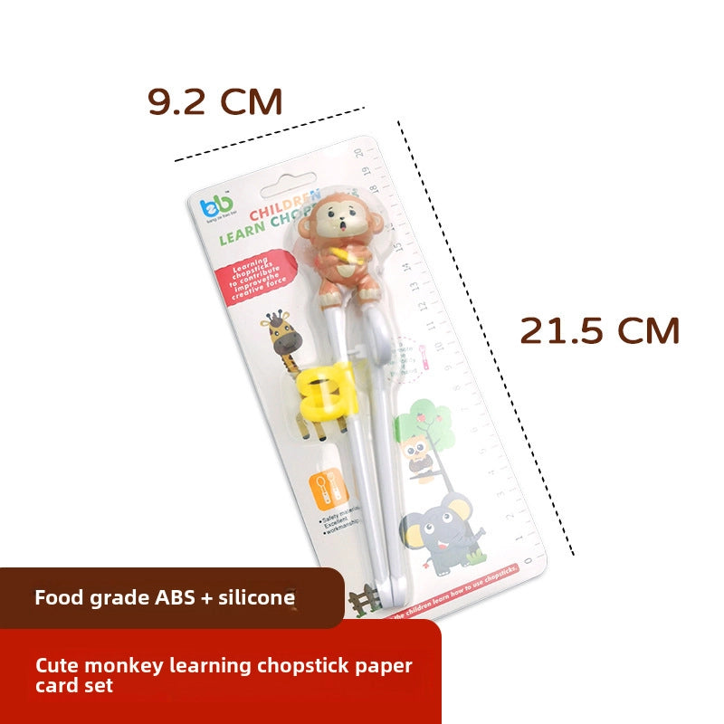 Portable Feeding Children's Tableware Set Cartoon Learning Chopsticks Training Chopsticks 304 Stainless Steel Spoon Fork