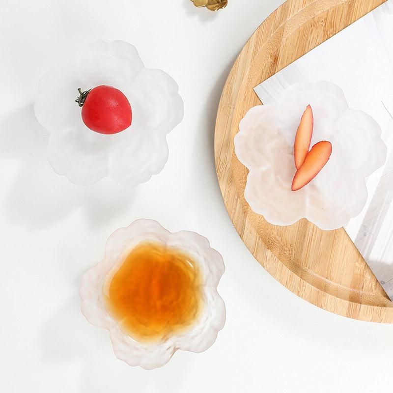 Cherry Blossom Dish Glass Flavor Dish Pink Petal Dish Seasoning Dish Small Dish Mini Bowl Dip Dish