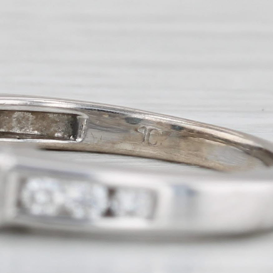 0.69ctw Round White Blue Diamond Engagement Ring 10k White Gold Size 5.75