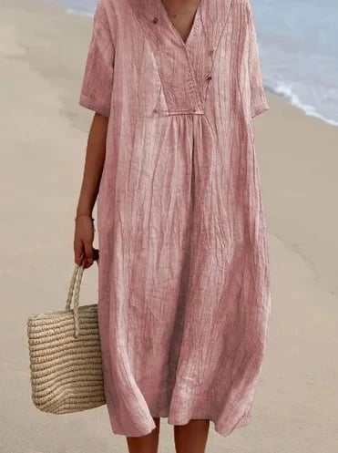 Women's Solid Color Cotton Linen Dress