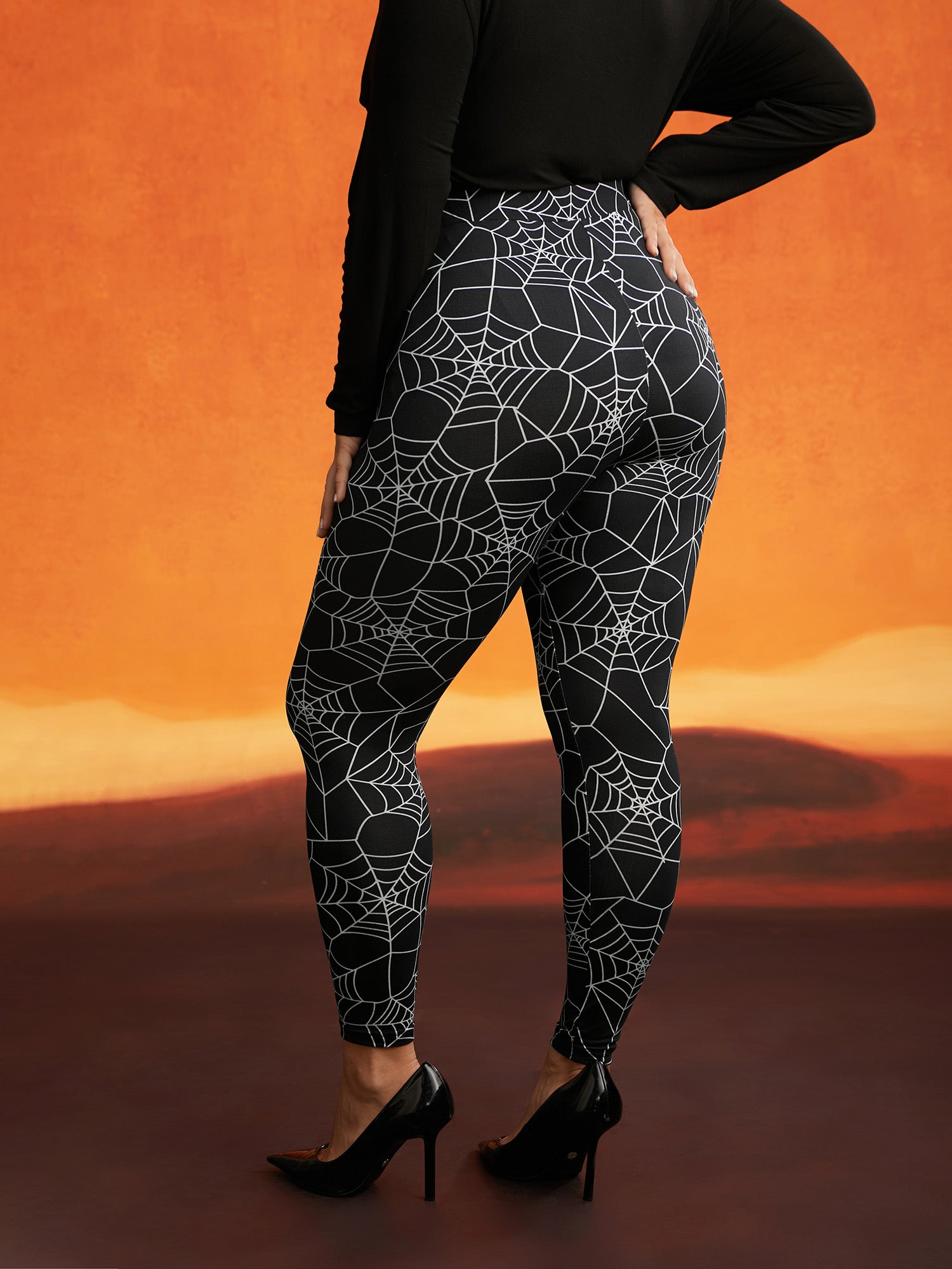 Spider Web Printed Slim-Fit Pants