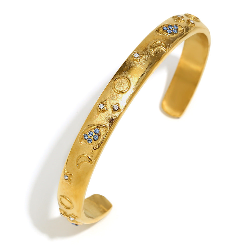 Ins Fashion Niche Advanced Versatile Ring Bracelet Stainless Steel 18K Gold Plated Tarot Earrings Female